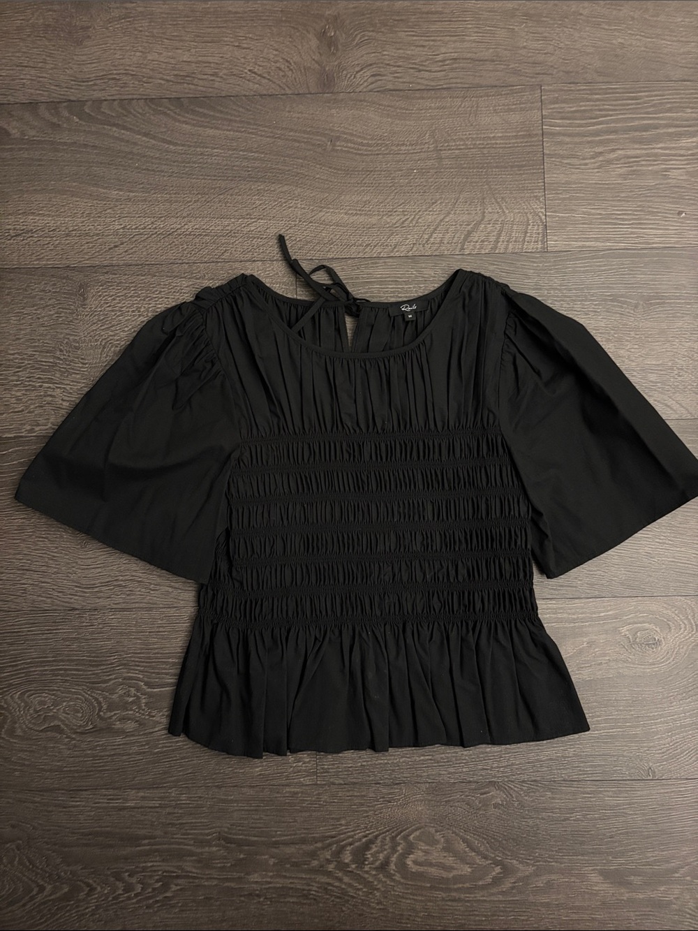 Rails Black Smocked Short Sleeve Women's blouse